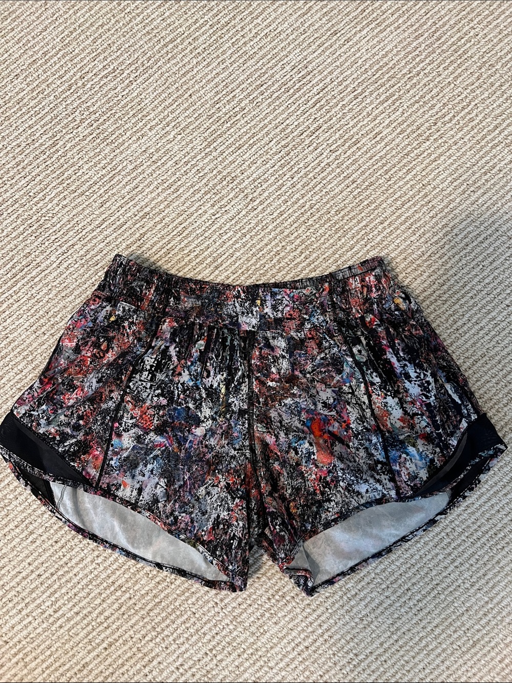 Lululemon Paint-Splatter Print Women’s Running Shorts - Black Multi